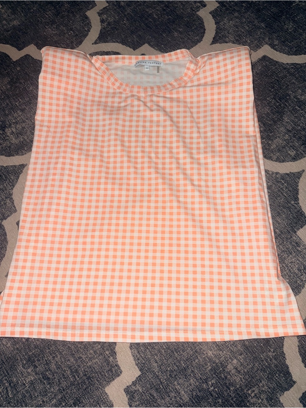 English Factory Orange and White Plaid shoulder pad top small